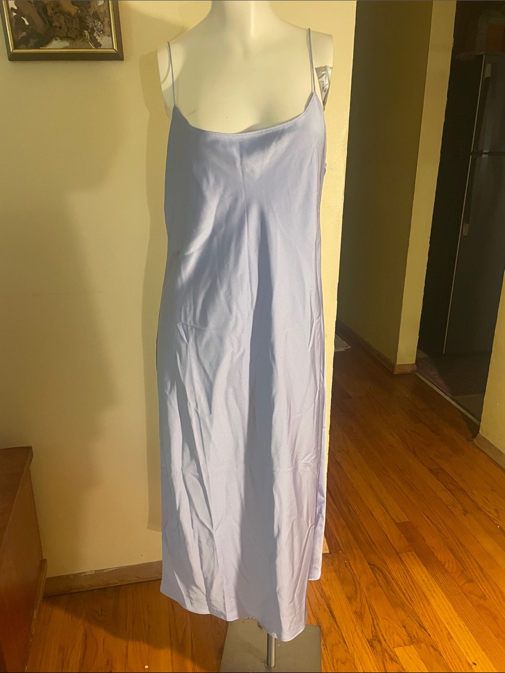 J. Crew Light Blue/Purple Midi Slip Dress with Spaghetti Straps